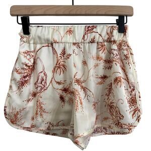 Aritzia Little Moon White & Burnt Orange Boho Jungle Print Shorts Size XXS